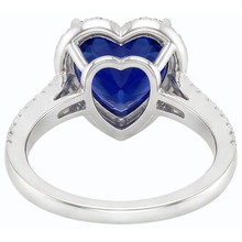 Afbeelding in Gallery-weergave laden, Halo Heart Deep Blue Sapphire Ring met Natuurlijke echte diamant ( niet in het laboratorium gekweekt )en accenten 3,50 karaat
