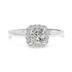 Halo Jubileum Ring Kussen Oud Geslepen uit de aarde gewonnen Diamant 3.50 Karaat