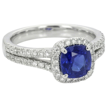 Afbeelding in Gallery-weergave laden, echte round saffier 3.20karaat ring close-up detail
