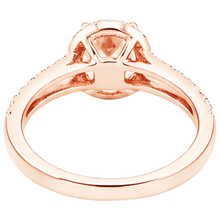 Afbeelding in Gallery-weergave laden, Halo Morganite en Natuurlijke echte diamanten ( niet in een laboratorium gekweekt ) 21 kt ring rosé goud 14k
