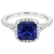Afbeelding in Gallery-weergave laden, Gekleurde Steen Ring 14K Witgoud met Royal Blue Saffier – zijaanzicht
