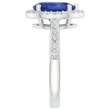 Afbeelding in Gallery-weergave laden, Halo Natuurlijke uit de aarde gewonnen Diamant Blauwe Saffier Druppel Stijl Ring met Accenten 5.50 Karaat
