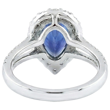 Afbeelding in Gallery-weergave laden, Halo Natuurlijke echte diamant ( niet in het laboratorium gekweekt )en ring peer Sri Lankaanse saffier 5,50 karaat gespleten schacht
