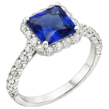 Afbeelding in Gallery-weergave laden, Dames Halo Natuurlijke uit de aarde gewonnen Diamanten Ring met Ceylonsaffier Steen &amp; Accenten 6.50 Karaat
