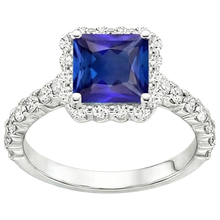 Afbeelding in Gallery-weergave laden, Dames Halo Natuurlijke uit de aarde gewonnen Diamanten Ring met Ceylonsaffier Steen &amp; Accenten 6.50 Karaat
