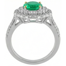 Afbeelding in Gallery-weergave laden, Fijne Smaragd Edelsteen Ring 2-karaat Bicolor 14K Goud – bovenaanzicht
