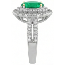 Afbeelding in Gallery-weergave laden, Fijne Smaragd Edelsteen Ring 2 karaat Bicolor 14K Goud – profielaanzicht
