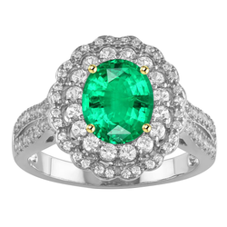Edelsteen Ring Bicolor 14K Goud met Fijne Smaragd – 2 karaat