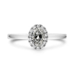 Halo Ovale Oud Mijn Slijpsel Natuurlijke uit de aarde gewonnen Diamanten Verlovingsring 14K Goud 3.50 Karaat