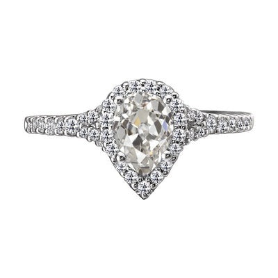 Halo Pear Old Mine Cut Echt Diamond Ring Sieraden 5 karaat