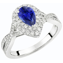 Afbeelding in Gallery-weergave laden, echte pear saffier 4.50karaat ring close-up detail
