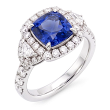 Afbeelding in Gallery-weergave laden, Halo Ring Halve Maan &amp; Ronde Diamant Saffier Edelsteen Sieraden 4 Karaat
