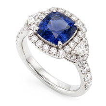 Afbeelding in Gallery-weergave laden, Halo Ring Halve Maan &amp; Ronde Diamant Saffier Edelsteen Sieraden 4 Karaat
