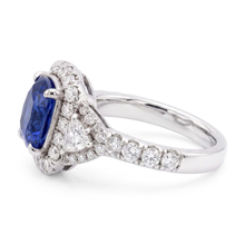 Afbeelding in Gallery-weergave laden, Halo Ring Halve Maan &amp; Ronde Diamant Saffier Edelsteen Sieraden 4 Karaat
