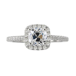 Halo Ring Kussen Old Cut & Round Echt Diamond Damessieraden 6 karaat