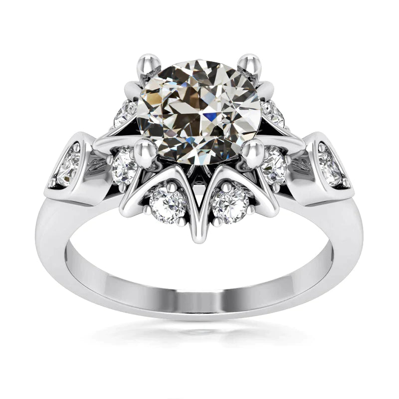 Halo Ring Rond Old Mine Cut Diamond Star Style Goud 4,50 Karaat