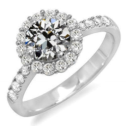 Halo Ring Rond Oude Mijnwerker Natuurlijke uit de aarde gewonnen Diamant Bloem Stijl 4.50 Karaat