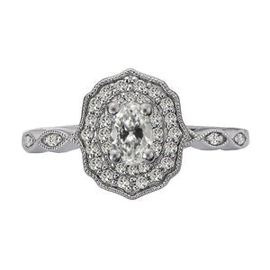 Halo Ring Rond & Ovaal Old Mine Cut Natuurlijk Diamond Flower Style 4 Karaat