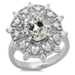 Halo Ring Rond & Ovaal Oude Mijnwerker Echt Diamant Bloemstijl 9 Karaat