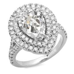 Halo Ring Rond & Peer Old Miner Echt Diamond Double Prong Set 12,50 karaat