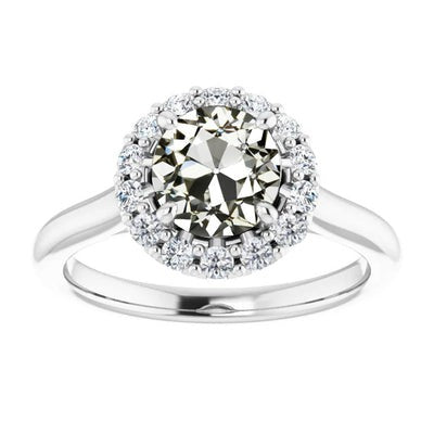 Halo Ring Ronde Oude Geslepen Echt Diamant 14K wit Goud 5 Karaat Sieraden