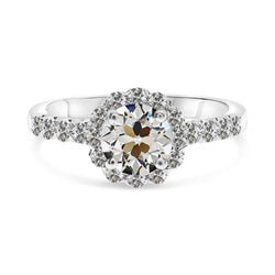 Halo Ring Rond Oude Mijnwerker Natuurlijke uit de aarde gewonnen Diamant 14K Witgoud 4.50 Karaat