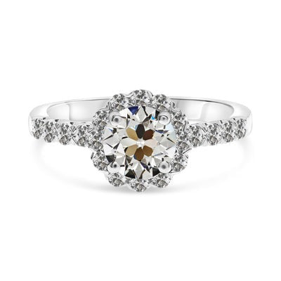 Halo Ring Ronde Oude Mijnwerker Echt Diamant 14K Witgoud 4,50 Karaat