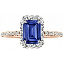 Halo Ring Tweekleurig Goud Ceylon Saffier & Diamant 4,25 Karaat