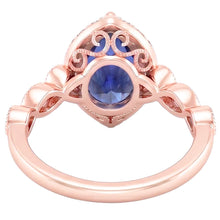 Afbeelding in Gallery-weergave laden, Halo Ring Vintage stijl peer blauwe saffier &amp; Natuurlijke echte diamanten ( niet in een laboratorium gekweekt ) 4 karaat
