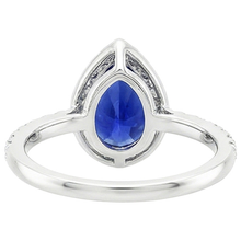 Afbeelding in Gallery-weergave laden, Halo Ring Witgoud 14K Peer Ceylon Saffier &amp; Diamanten 3,75 Karaat
