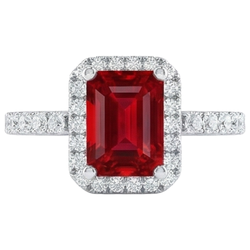 Halo Rode Robijn Met Diamanten 4,45 Karaat Ring Wit Goud 14K Nieuw