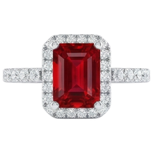 Afbeelding in Gallery-weergave laden, Halo Rode Robijn Met Diamanten 4,45 Karaat Ring Wit Goud 14K Nieuw
