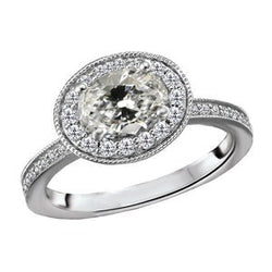 Halo Verlovingsring met Ronde & Ovale Oud Geslepen Natuurlijke uit de aarde gewonnen Diamant 4.50 Karaat