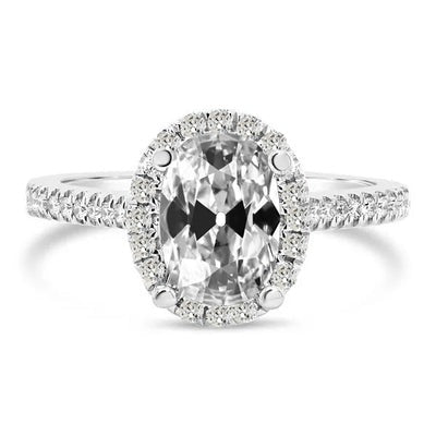 Halo Ronde EnOvale Oude Mijnwerker Echt Diamanten Ring Dames Sieraden 6,50 Karaat