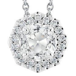 Halo Round & Cushion Old Mine Cut Natuurlijk Diamond Pendant 7.50 karaat