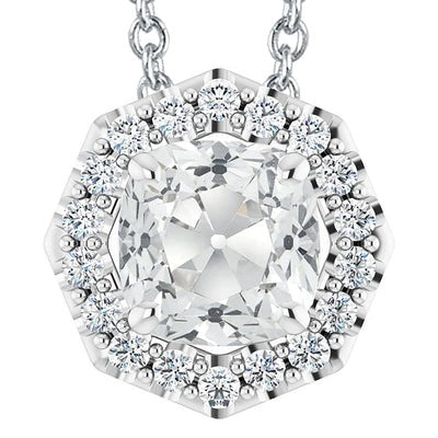 Halo Round & Cushion Old Mine Cut Natuurlijk Diamond Pendant 7.50 karaat