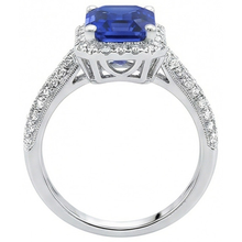 Afbeelding in Gallery-weergave laden, echte round saffier 4karaat ring profielweergave
