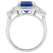 Afbeelding in Gallery-weergave laden, Halo Smaragd Ceylon Sapphire Jubileum Diamanten Ring 5 Karaat
