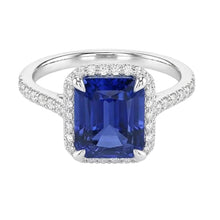 Afbeelding in Gallery-weergave laden, echte round saffier 4.50karaat ring close-up detail
