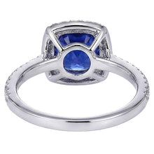 Afbeelding in Gallery-weergave laden, Halo Sri Lankaanse Saffier en Natuurlijke uit de aarde gewonnen Diamant Witgoud 14K Ring 7.80 Ct
