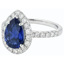 Afbeelding in Gallery-weergave laden, echte round saffier 3.50karaat ring close-up detail
