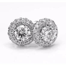 Afbeelding in Gallery-weergave laden, Halo-Stijl Ronde Echt Diamanten Oorknopjes 2,50 Karaat Witgoud 14K

