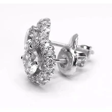 Afbeelding in Gallery-weergave laden, Halo-Stijl Ronde Echt Diamanten Oorknopjes 2,50 Karaat Witgoud 14K
