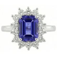 Afbeelding in Gallery-weergave laden, Halo Tanzaniet en Natuurlijke echte diamanten ( niet in een laboratorium gekweekt ) 6.35 karaat ring wit goud 14K
