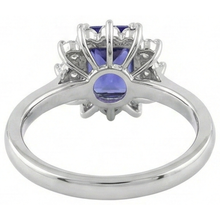 Afbeelding in Gallery-weergave laden, Halo Tanzaniet en Natuurlijke echte diamanten ( niet in een laboratorium gekweekt ) 6.35 karaat ring wit goud 14K
