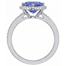Afbeelding in Gallery-weergave laden, Halo Triljoen Tanzanite AAA en ronde Natuurlijke echte diamanten ( niet in een laboratorium gekweekt ) ring 4 karaat
