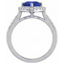 Afbeelding in Gallery-weergave laden, Halo Trillion Diamond Deep Blue Sapphire Ring 2 karaats sieraden goud
