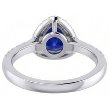 Afbeelding in Gallery-weergave laden, Halo Trillion Diamond Deep Blue Sapphire Ring 2 karaats sieraden goud
