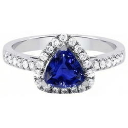 Halo Trillion Diamond Deep Blue Sapphire Ring 2 karaats sieraden goud