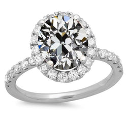 Halo Trouwring Rond & Ovaal Oude Mijnwerker Echte Natuurlijke uit de aarde gewonnen Diamant Goud 11 Karaat